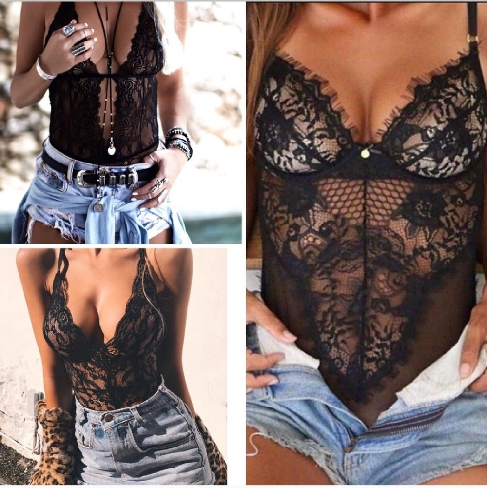 Eyelash Black Lace Bodysuit